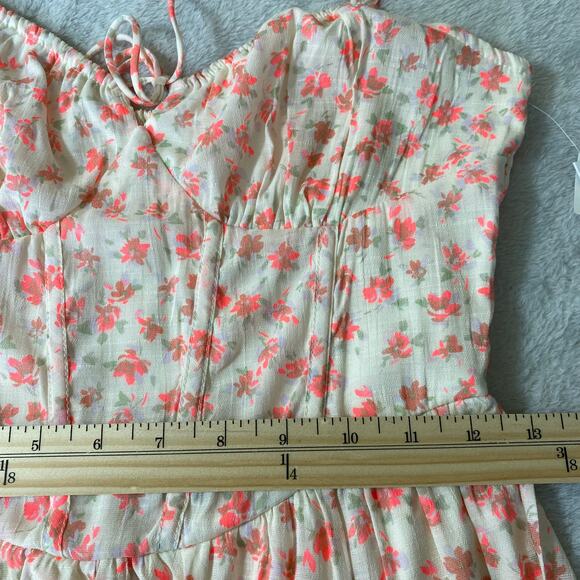 Tinseltown Floral Corset Tiered Mini Dress Junior S Orange Milkmaid Bustier NWT - Picture 9 of 13